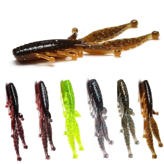 East Rain Creature Craw Soft Baits with Fork-Tailed for Ned Jigs(9cm/3.54in 5.9g/0.21oz. 8pcs/Pack 6 Colors Option)