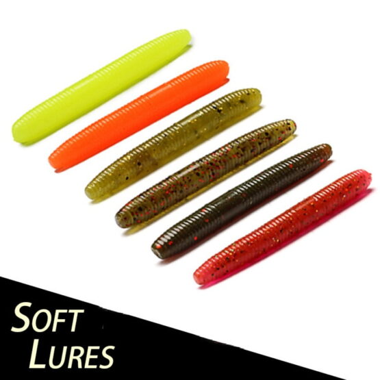 East Rain Fishy Smell Colorful Soft Stick Baits Worms Earthworms for Bass Fishing (5cm/1.97in 1.6g/0.06oz. 6 Colors Option)