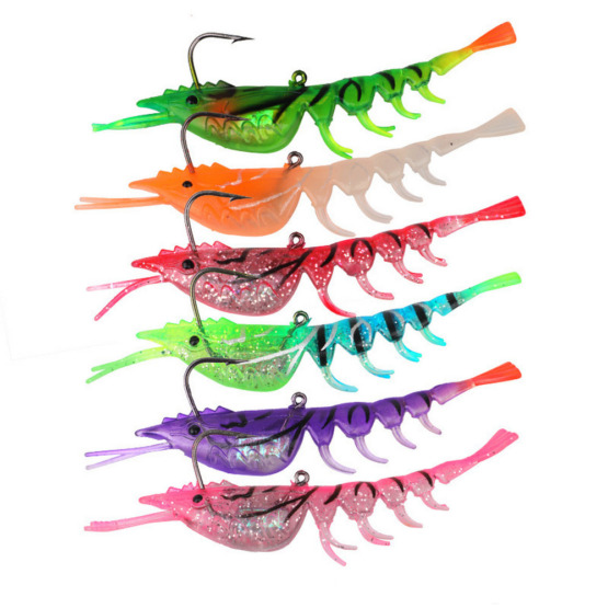 East Rain Realistic Pre-Rigged Soft Plastic Shrimp Lures Jig Head Bionic Swimming Bait for Bass Trout Redfish Fishing