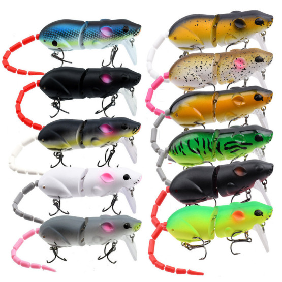 East Rain Lifelike Mouse Fishing Lures Multi-Jointed Rat Swimbaits with Treble Hooks for Bass Pike Trout Fishing